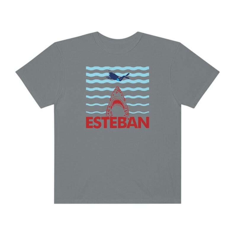 Unisex Comfort Color T-shirt: Esteban Jaguar Shark Attack! - Life Aquatic - Wes Anderson Granite
