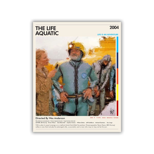 Digital: Life Aquatic Steve Zissou Scuba Gear 16 x 20 Art Poster - Wes Anderson Movie - Fan Poster - INSTANT DOWNLOAD