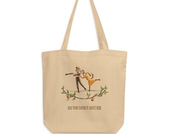 Eco Tote Bag: Personalize - Let's dance all night - Fantastic Mr. Fox - Wes Anderson Inspired