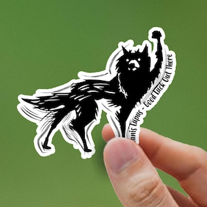 Calcomanía: Canis Lupus - Lobo de la Buena Suerte - Sr. Zorro - Pegatina del Puño Solidario - Inspirada en Wes Anderson