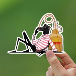 Decal: Bean Security Rat Drinking Cider Mr Fox Wes Anderson Inspired illustration