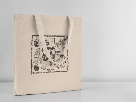 Eco Tote Bag: Mr Fox - Distressed Tree Carvings - 'what the