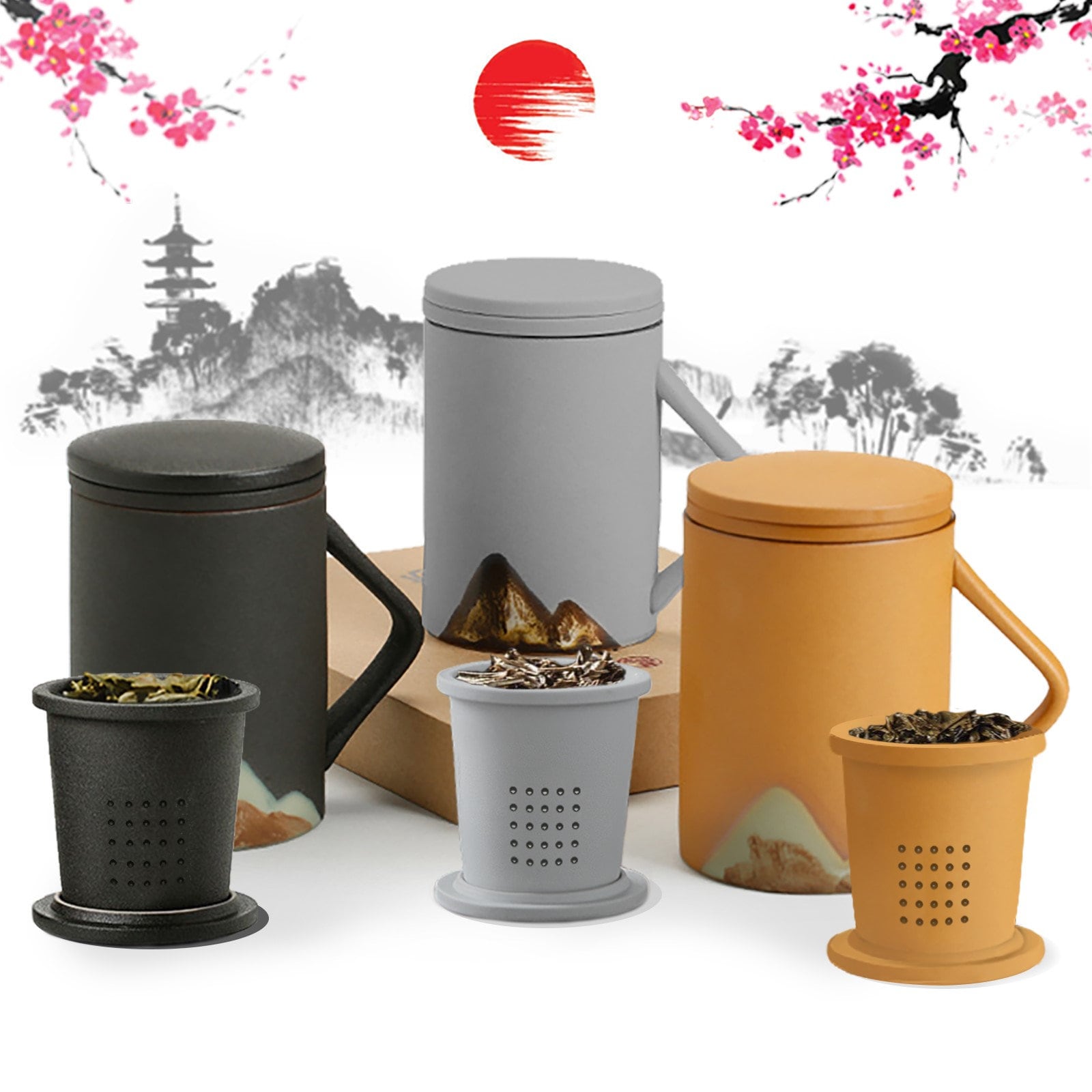 Tea Infuser Mug With Lid Ceramic Tea Mug Japanese Style Etsy