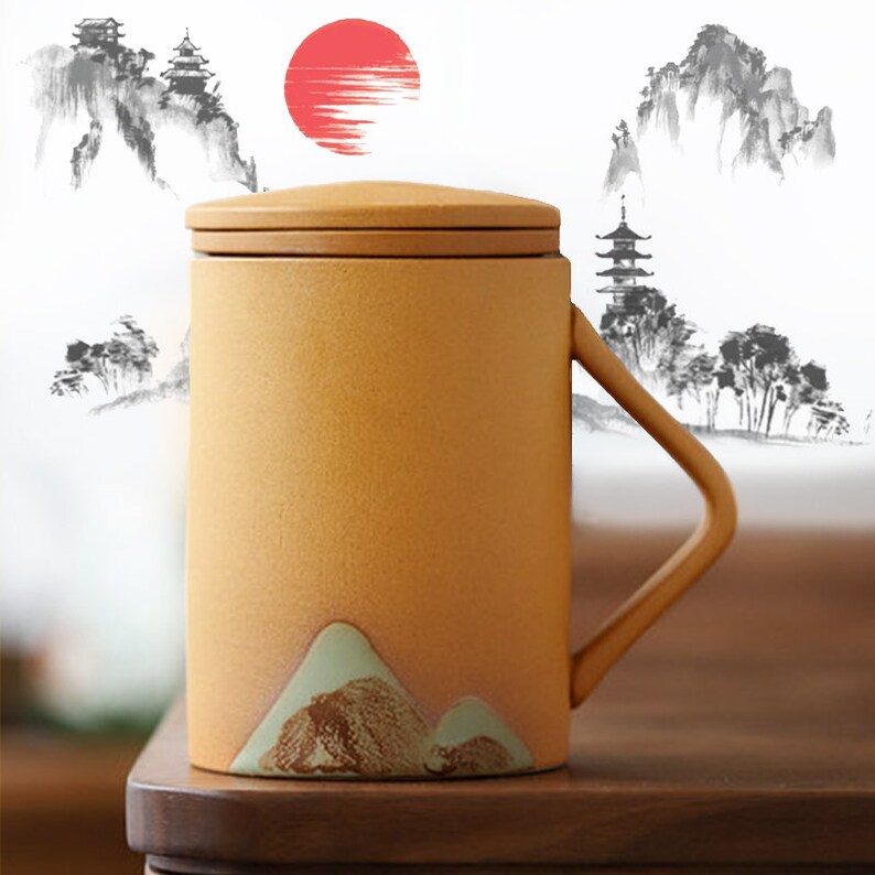 Tea Infuser Mug With Lid Ceramic Tea Mug Japanese Style Etsy