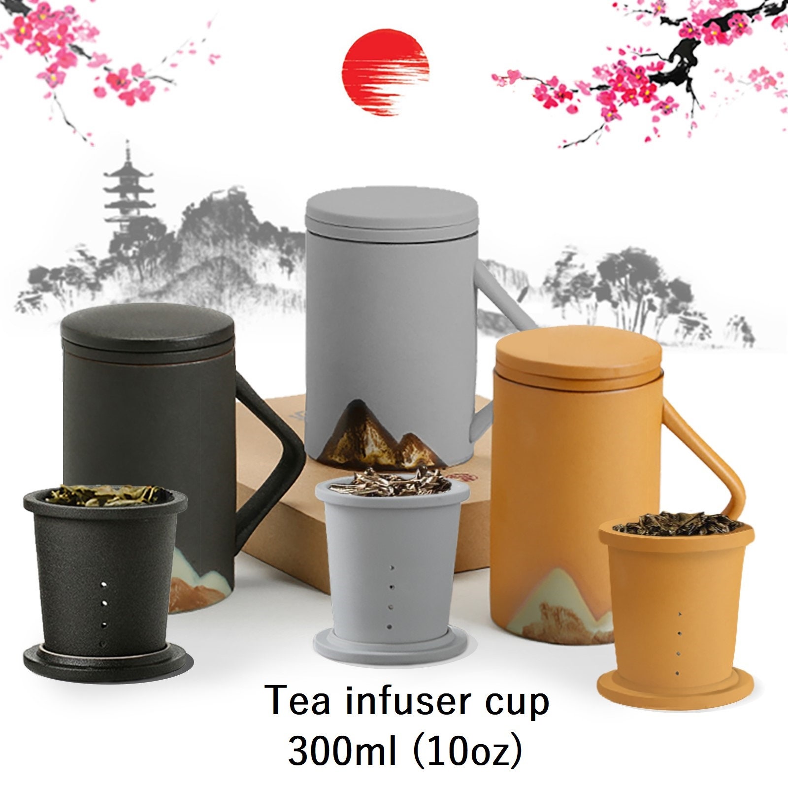 Oyang Tea Cups with Infuser and Lid, 16 ounces Large Tea Infuser