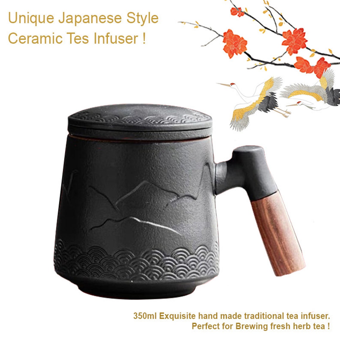 Ceramic Tea Mug With Infuser and Lid Tea Mug Japanese Tea Etsy