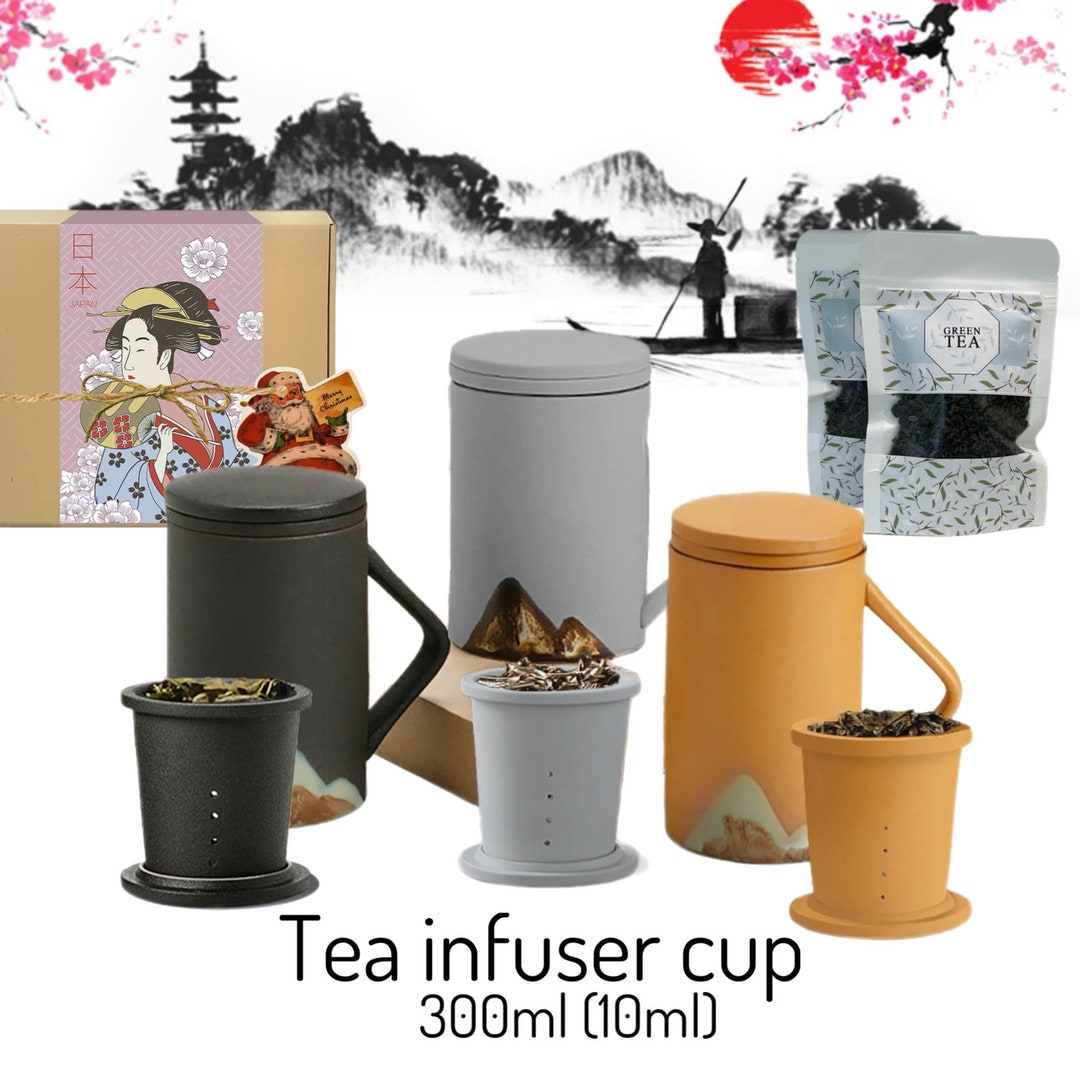Tea Infuser Mug With Lid Ceramic Tea Mug Japanese Style Tea Cup Infuser