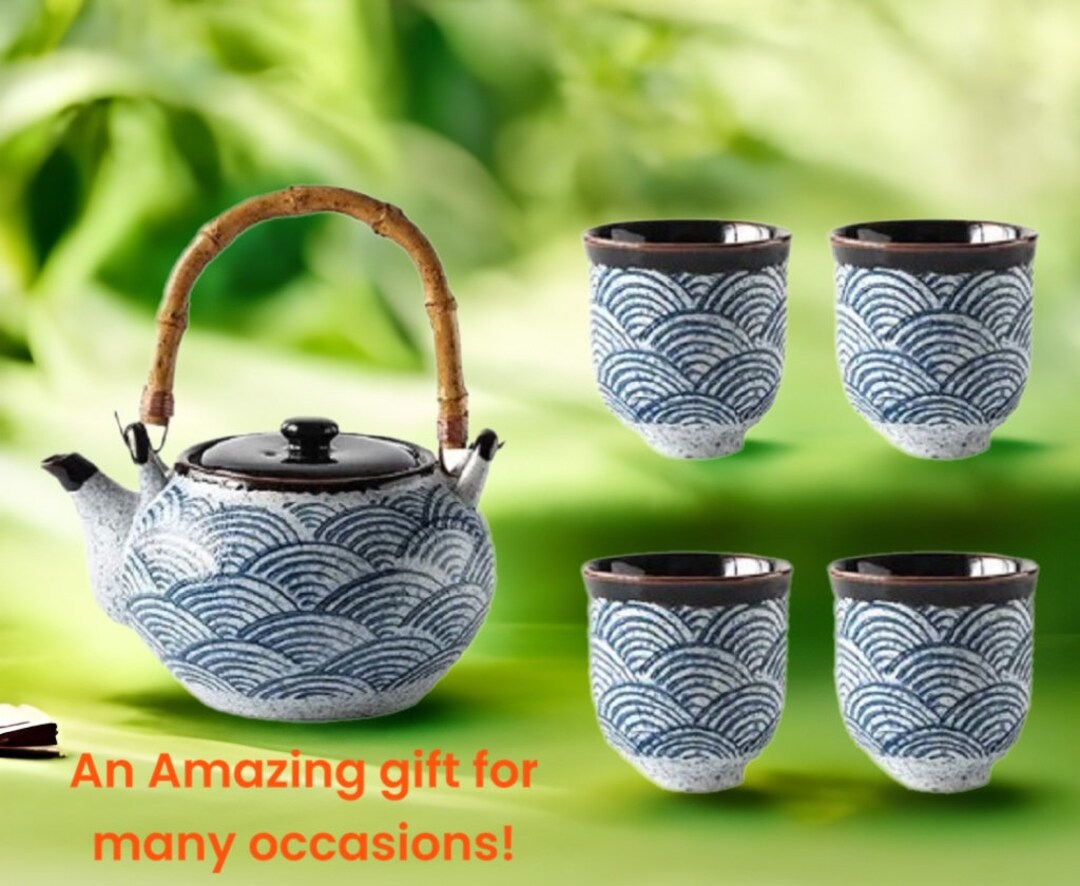 Japanese Tea Pot Sets Porcelain Tea Pot With 4 Matching Cups Set I Tea