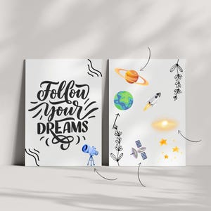 Stickers muraux - Planètes et espaces (10 PNG format A4 à imprimer)