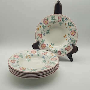 Churchill Brair rose soup plates - pasta plates - made in Staffordshire - vintage - made in England - set of 6