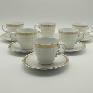Eschenbach teacup with saucer - white - gold - set of 6 - made in Germany