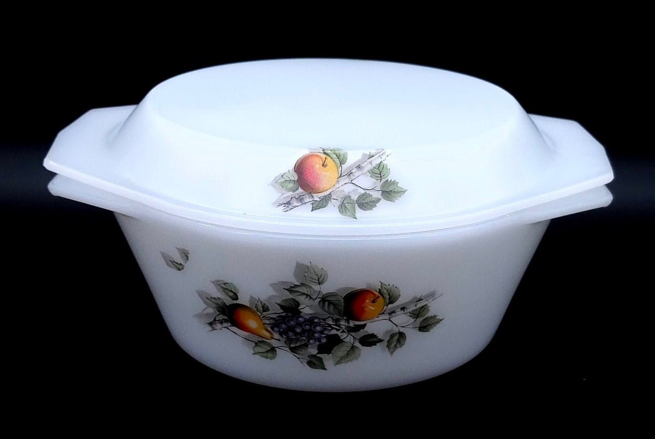 Teglia da forno Arcopal anni '70 - Fruit de France - Vintage - vetro opalino - made in France