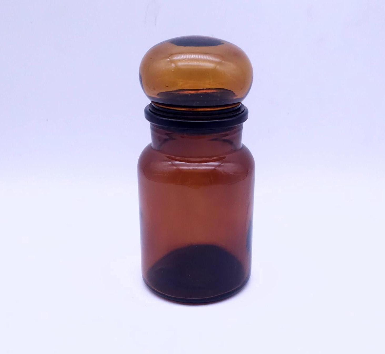 ヴィンテージ薬瓶 - ベル型蓋付きボトル - ブラウン - レトロ - Etsy 日本