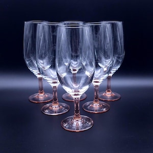 Vintage Arcoroc France Beer glasses - luminarc - pink base - made in France - set of 7