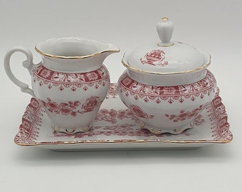 Seltmann Weiden Bavaria - Theresia Red transfer - Milk and sugar set - West Germany - made in Germany