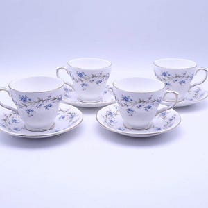 Duchess &quot;tranquilitty&quot; cups and saucers - fine bone china - flowers - made in England - set of 4