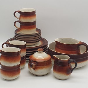 22-piece vintage Melitta Ammerland Ceracron tea set - cups with saucer - milk jug - sugar bowl - cake plates - bowl - dish
