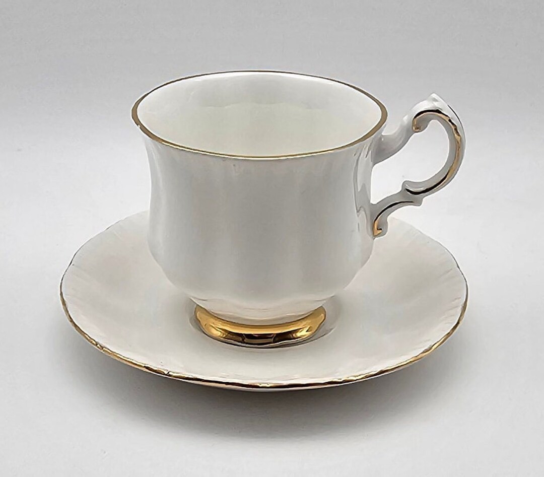 Paragon Cup and Saucer - Fine Bone China - White - Gold