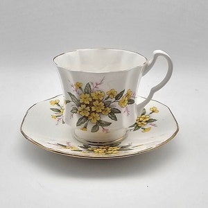 Royal Windsor cup and saucer - fine bone china - yellow flowers - made in England