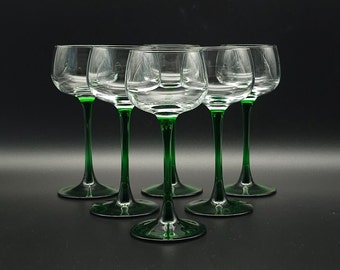 Arcoroc Luminarc France Wine Glasses - Green Foot - Made in France - Set of 6 - Set of 3