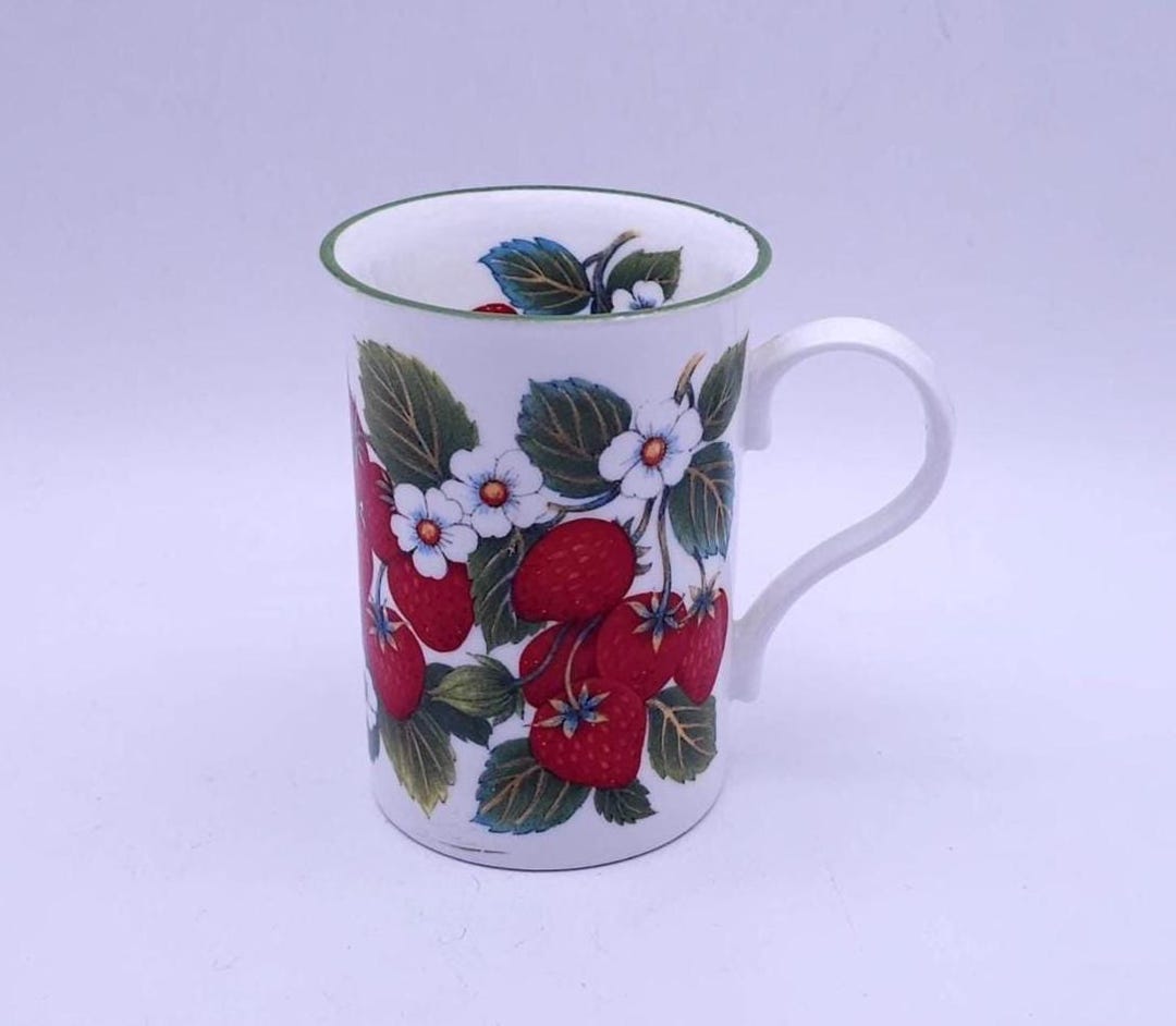 crown-trent-china-england-mug-drinking-cup-strawberries-vintage