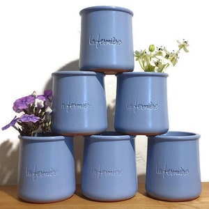 Cermer "la fermiere" - vintage - French glazed terracotta - earthenware - yogurt pots - per piece