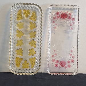 Walther Glass cake dish - Colored crystal glass - Walther Glass colored flowers - Seventies - Vintage