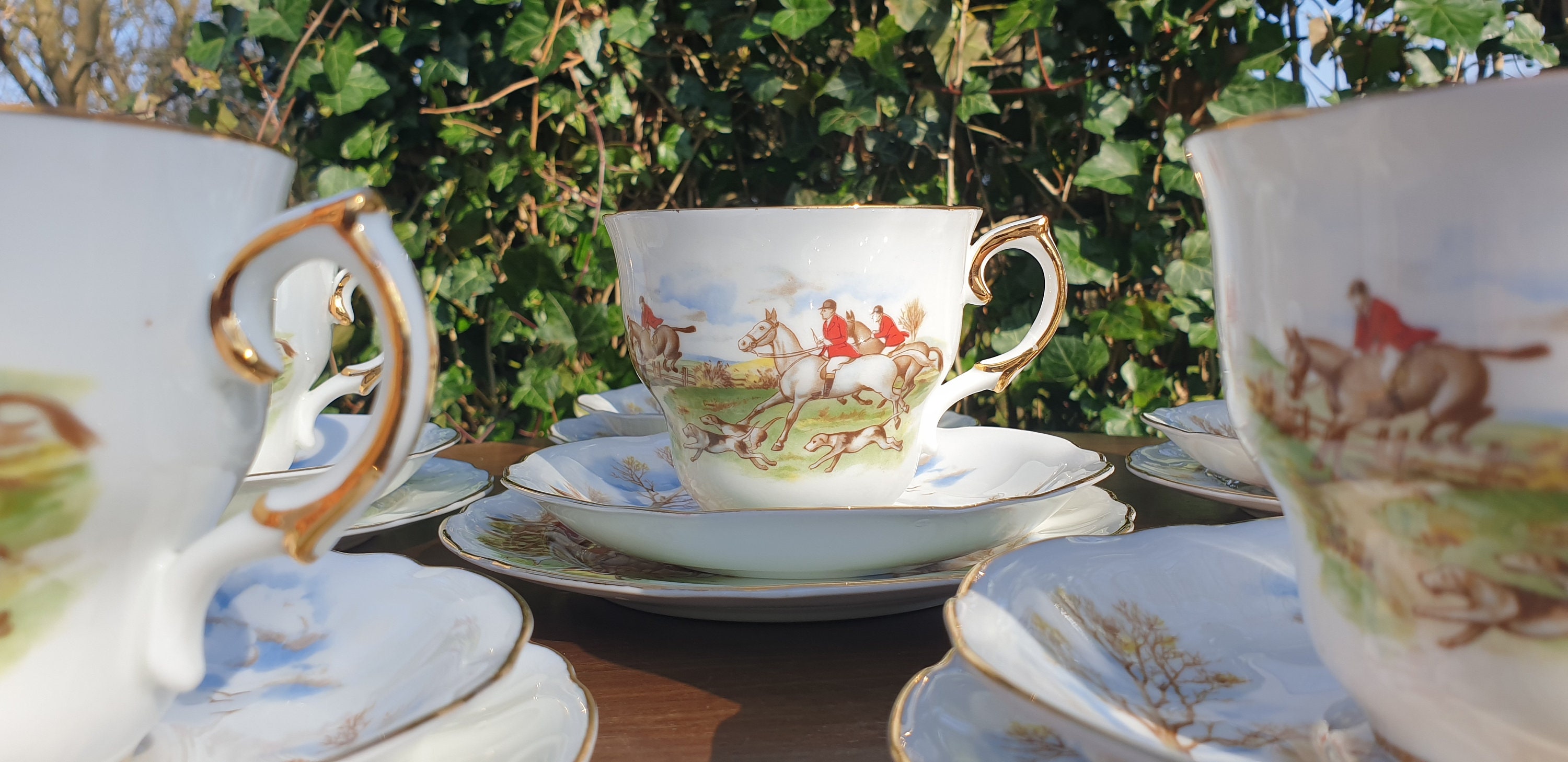 Arklow Fine Irish Bone China Tea Service Set Hunting Theme Etsy