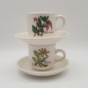 Set of 2 vintage Ditmar-urbach coffee/tea cups - cup with saucer - made in Czechoslovakia