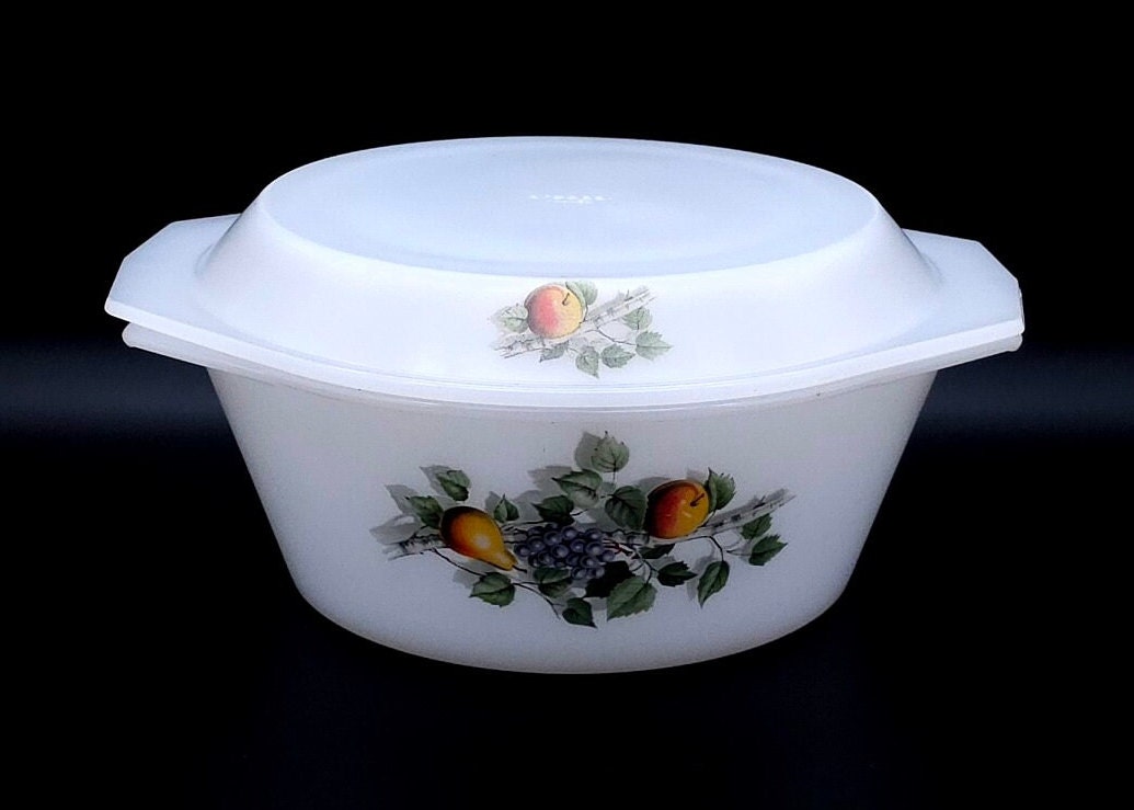 Teglia da forno Arcopal anni '70 - Fruit de France - Vintage - vetro opalino - made in France