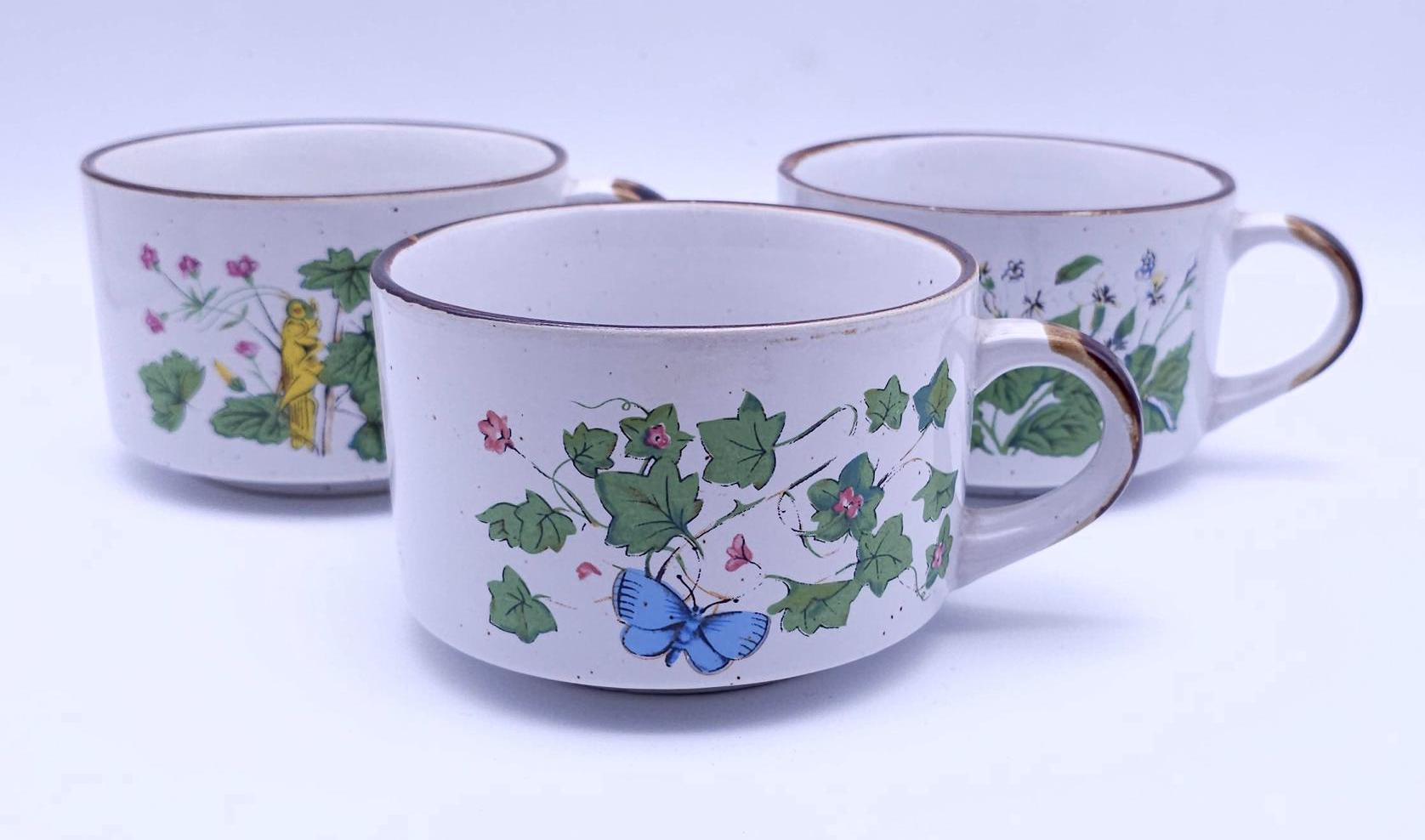 ヴィンテージスープボウル - 花 - 蝶 - バッタ - 1980年代 - 斑点模様