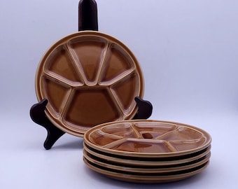 Platos para fondue Gien France - marrones - juego de 5 - Hecho en Francia - cocina vintage - decoración del hogar