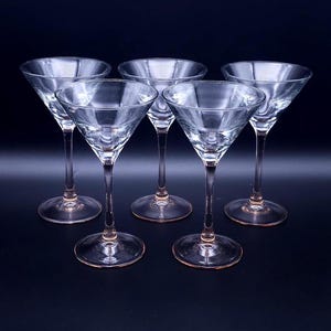 Luminarc France martini glasses - pink base - made in France - set of 5