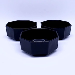 Arcoroc black octime bowls - vintage - Mid century octagon - france - tempered glass - set of 3 - 80s - made in France
