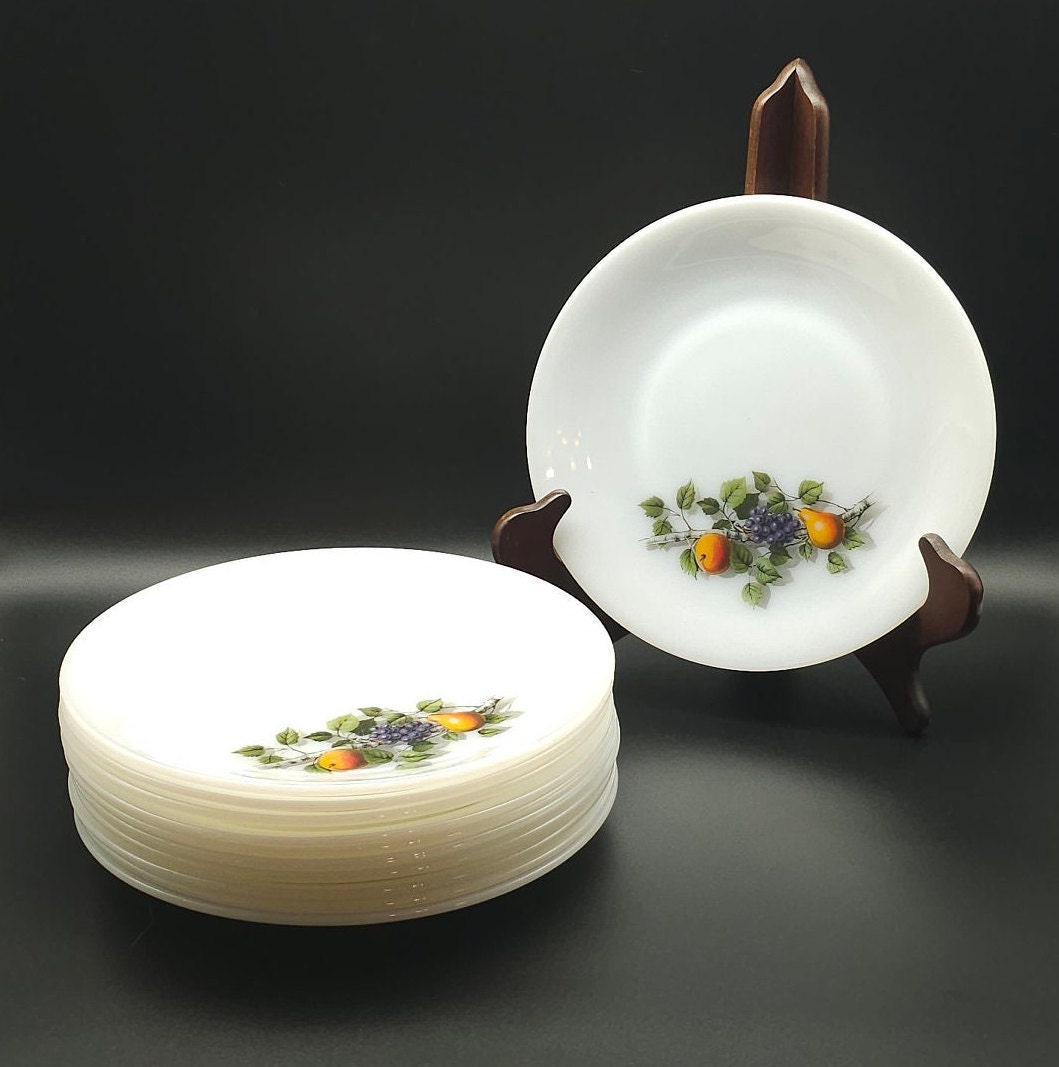 Plat Ovale Arcopal Vintage - Décors Fruits De France - Vert Et Blanc