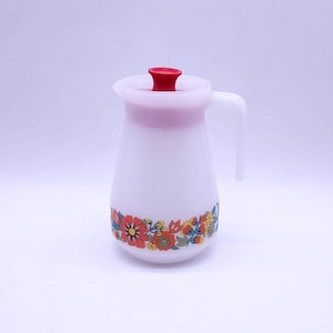 Schott & Mainz dzbanek na mleko - dzbanek na wodę - dzbanek na sok - karafka - Jena er Glass - retro - Vintage - szklanka do mleka - kwiaty - używana