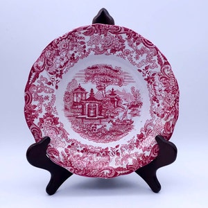 La cartuja pickman sa sevilla - assiettes à soupe - assiettes à pâtes - image asiatique rouge à collectionner - fabriquée en Espagne - lot de 3