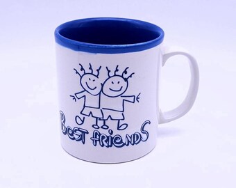 Taza Just Mugs, Inglaterra - vaso para beber - Mejores amigas - azul - blanco - hecha en Inglaterra