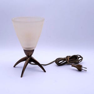 Vintage Lamp - Bedside Lamp - Bronze - Cream-Colored Glass Lampshade - Retro - Table Lamp - Working Lamp - Vintage Home Decor