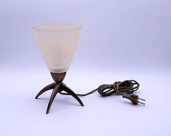 Vintage Lamp - Bedside Lamp - Bronze - Cream-Colored Glass Lampshade - Retro - Table Lamp - Working Lamp - Vintage Home Decor