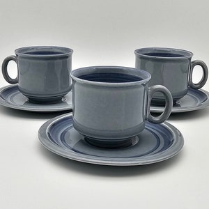 Boch la Louvière - cups with saucer - retro - made in Belgium - hand painted - set of 3