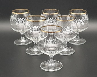 Kristall-Champagnergläser – Goldrand – Trauben – 6er-Set