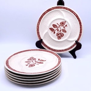 Vintage fondue borden - set van 6 - bruin - vintage kitchen - home decor