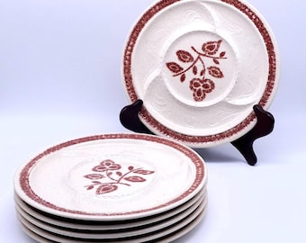 Vintage fondue plates - set of 6 - brown - vintage kitchen - home decor