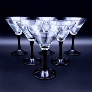 Arcoroc Luminarc France martini glasses - black base - made in France - set of 9