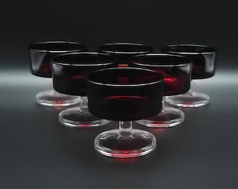 Luminarc ruby red champagne glasses - vintage - set of 6 - set of 3