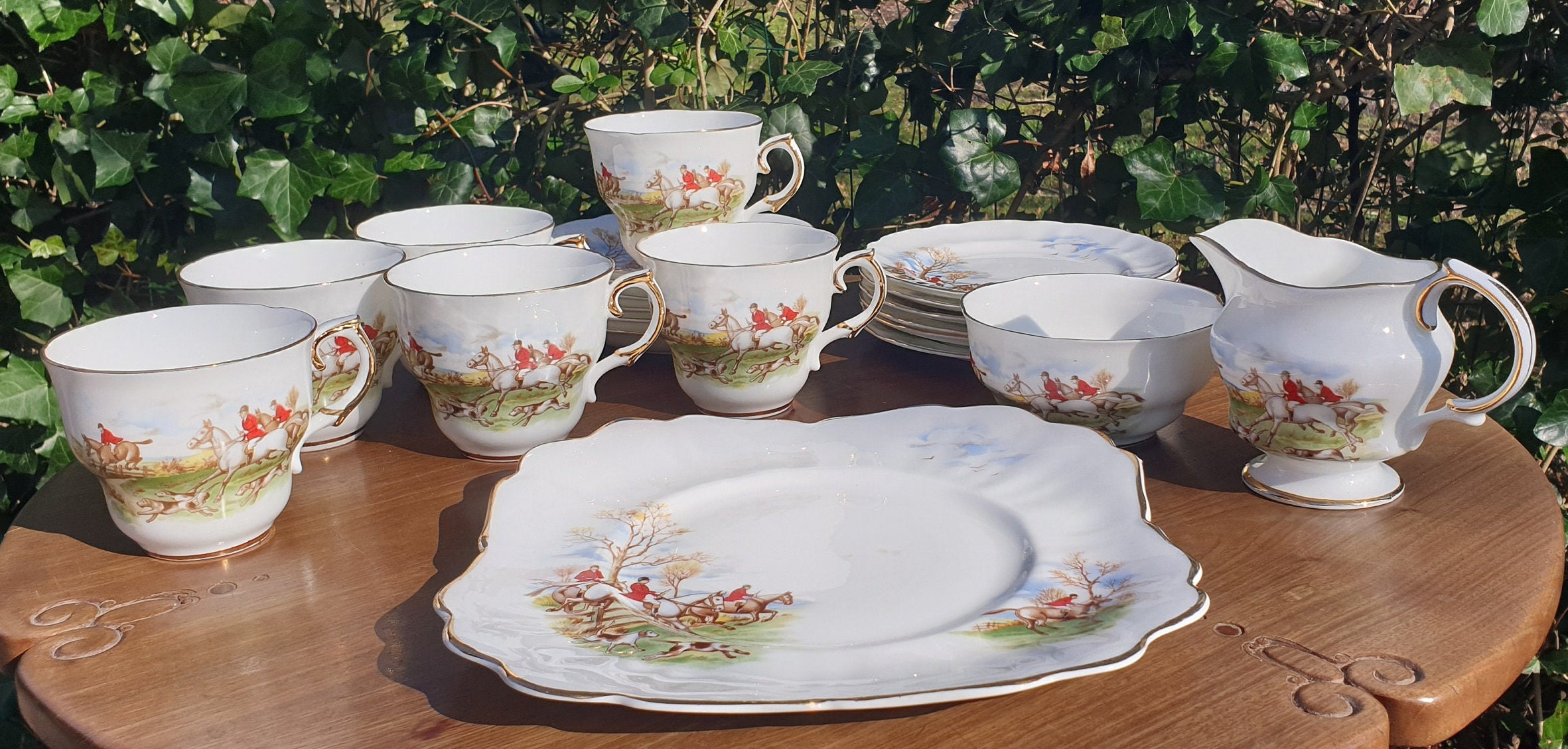 Arklow Fine Irish Bone China Tea Service Set Hunting Theme Etsy