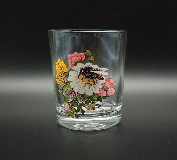 ヴィンテージ ランス フランス ウイスキーグラス - 蜂 - 花