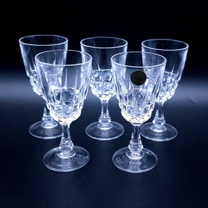 Cristal D&#39;Argues - Lead Crystal - Crystal liqueur glasses - Bleikristal 24% - retro - France - made in France - set of 5
