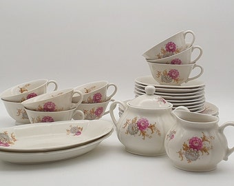 Mosa Maastricht tableware - 1940-1950 - cup with saucer - breakfast plate - sugar and milk set - serving dish